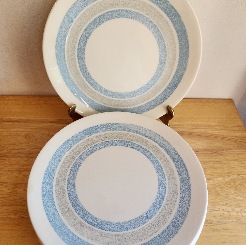 5 Retro 10" Dinner Plates Homer Laughlin Lot Orbit Ironware Ovenproof Circle UDA